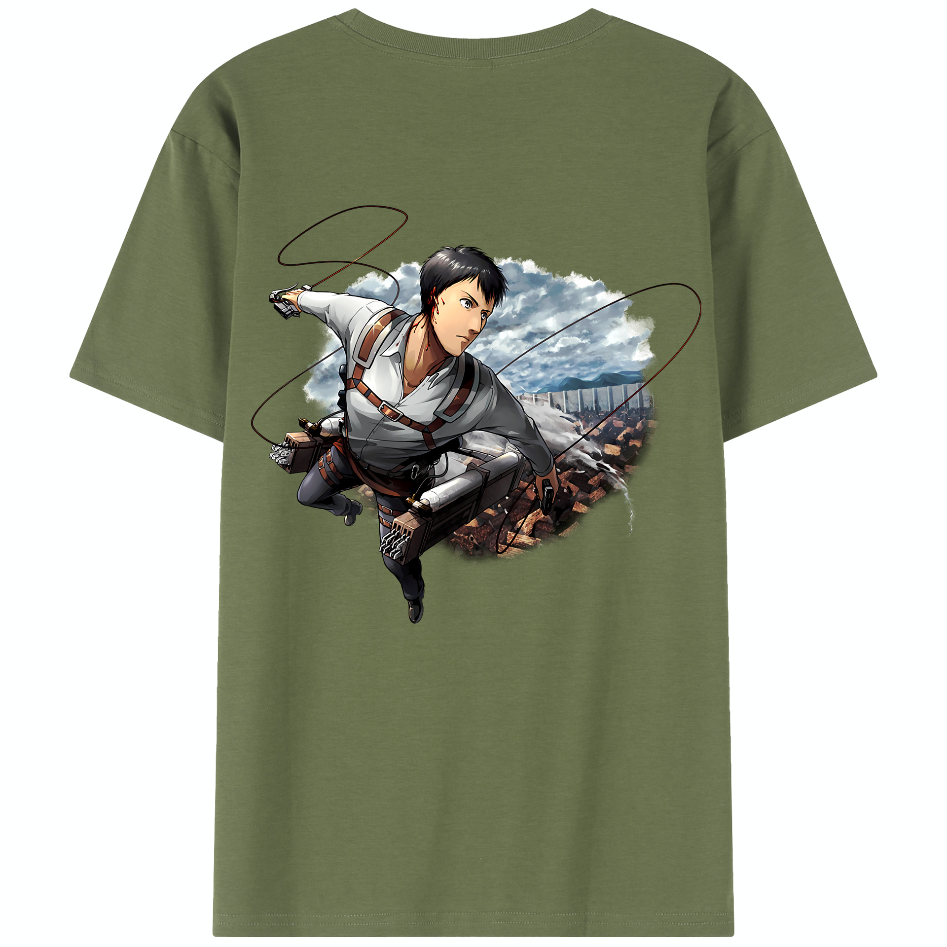 （画像用） 進撃の巨人 ベルトルト・フーバー Attack on Titan Bertholdt Hoover 綿100％半袖Tシャツ（背面プリント）
